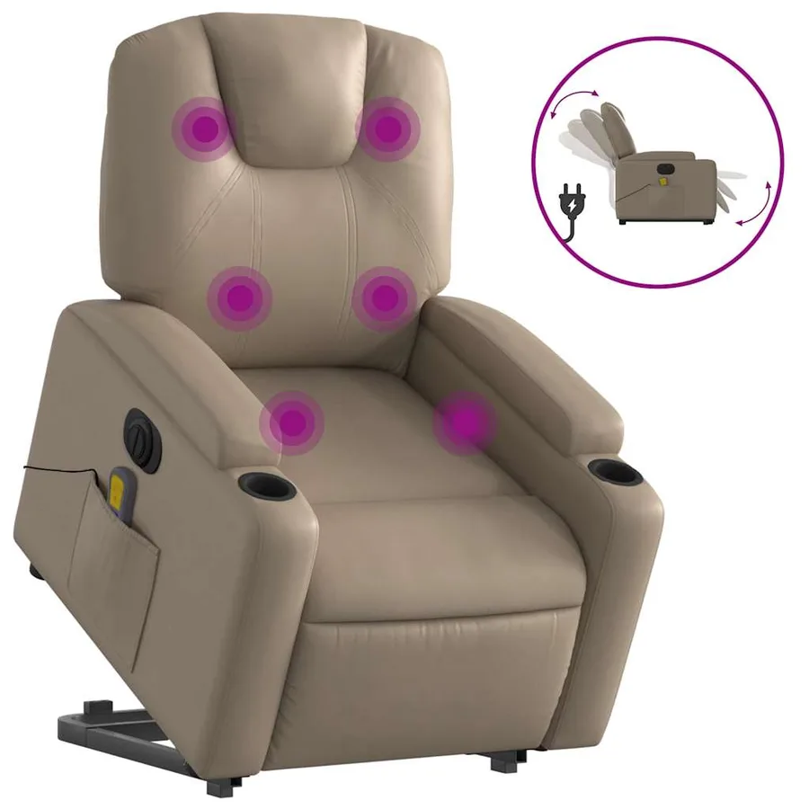 Fauteuil inclinable de massage électrique cappuccino similicuir - 2