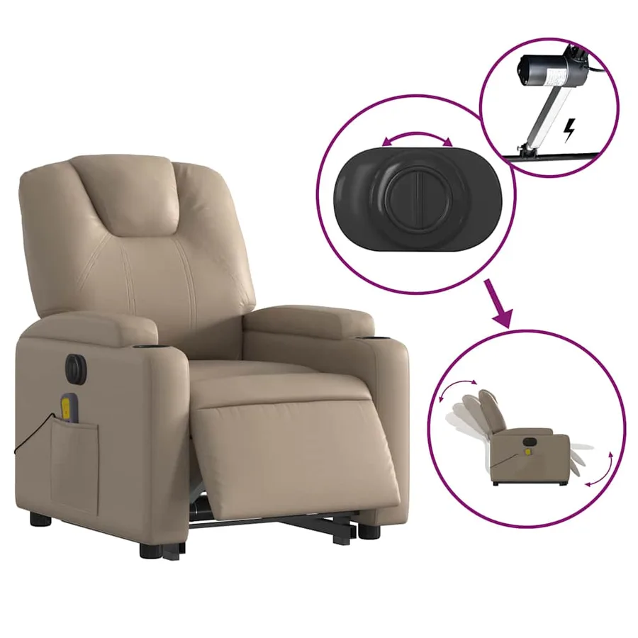Fauteuil inclinable de massage électrique cappuccino similicuir - 6