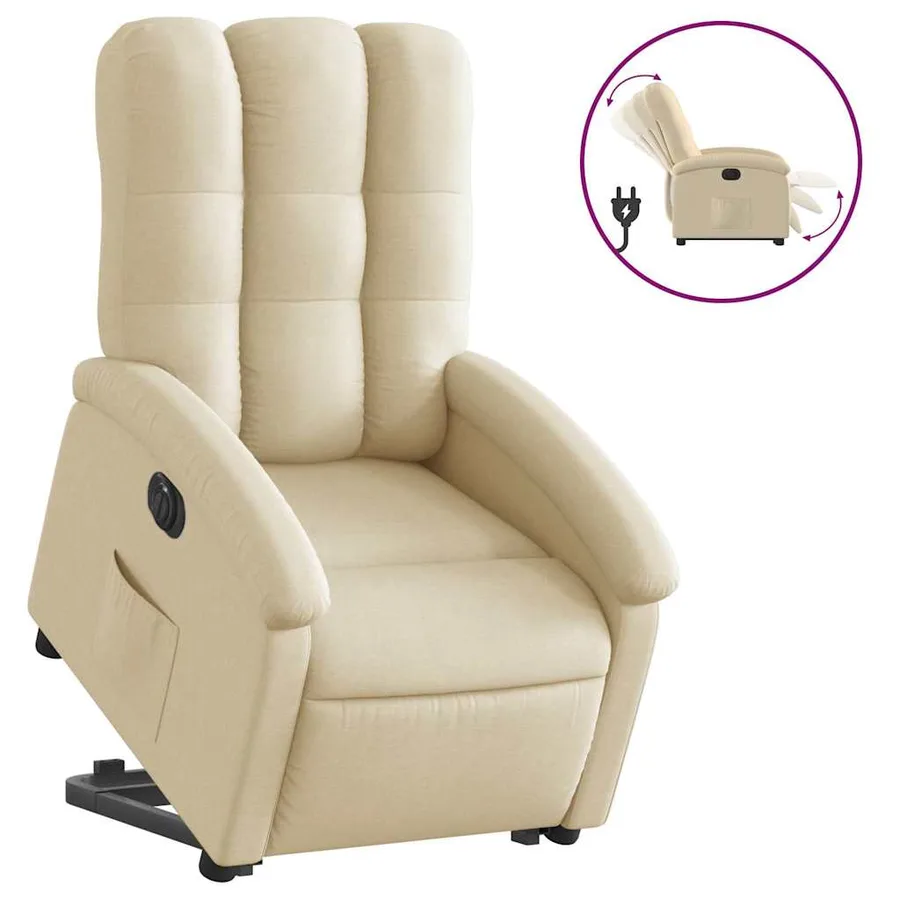 Fauteuil inclinable électrique crème tissu - 2