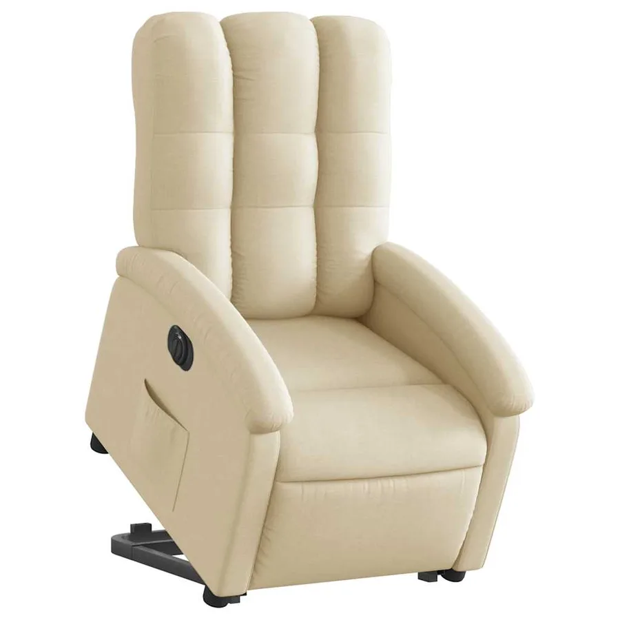 Fauteuil inclinable électrique crème tissu - 3