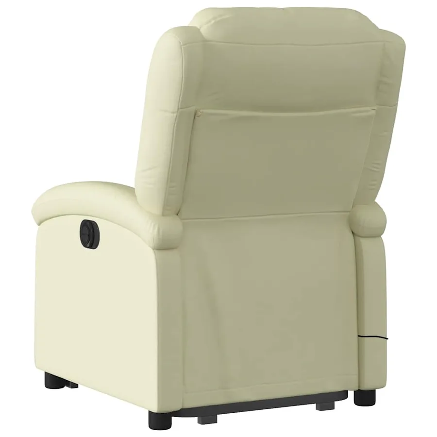 Fauteuil inclinable de massage crème cuir véritable - 5