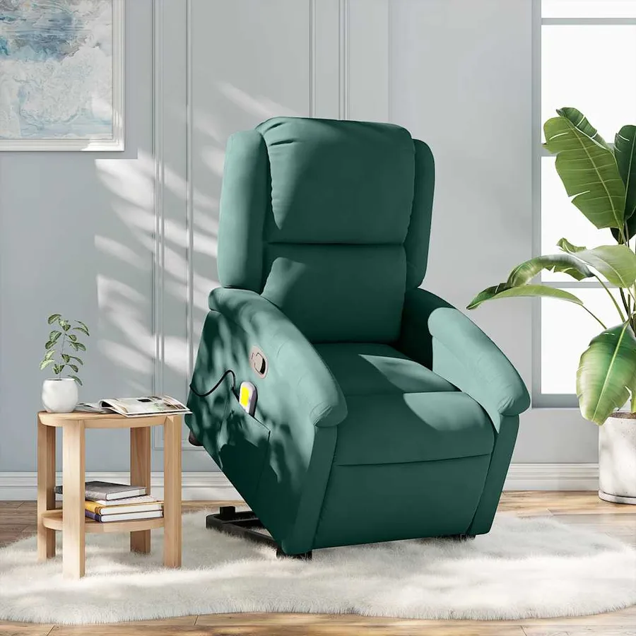 Fauteuil de massage inclinable Vert foncé Velours - 16
