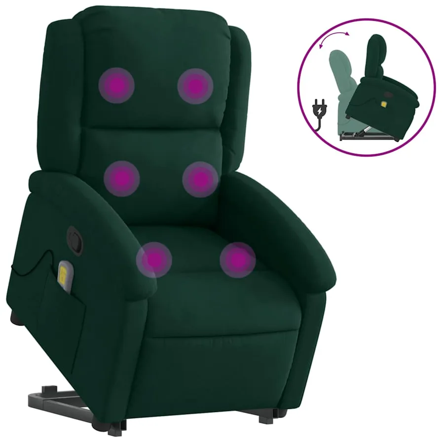 Fauteuil de massage inclinable Vert foncé Velours - 2
