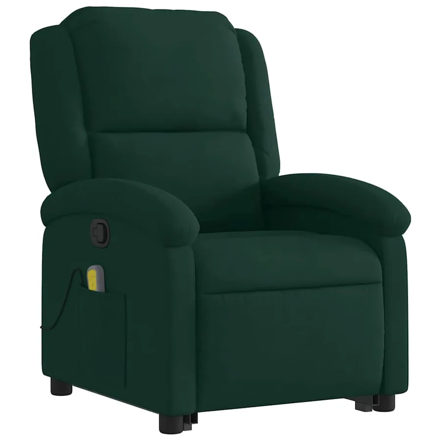 Fauteuil de massage inclinable Vert foncé Velours - 4