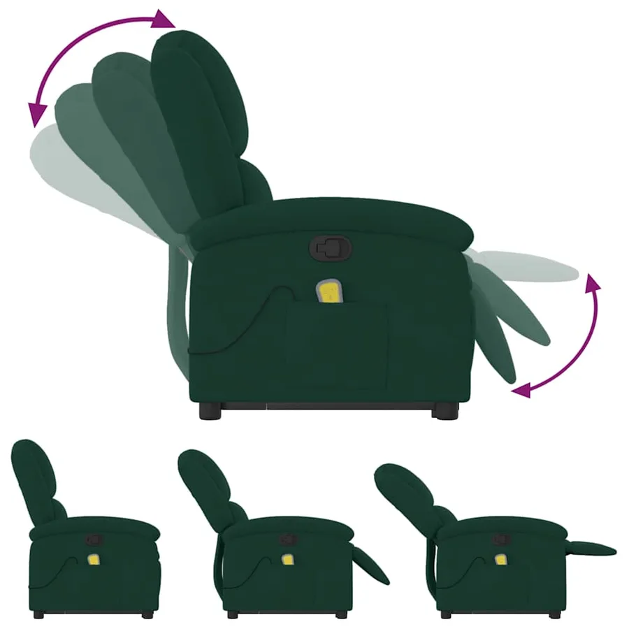 Fauteuil de massage inclinable Vert foncé Velours - 7