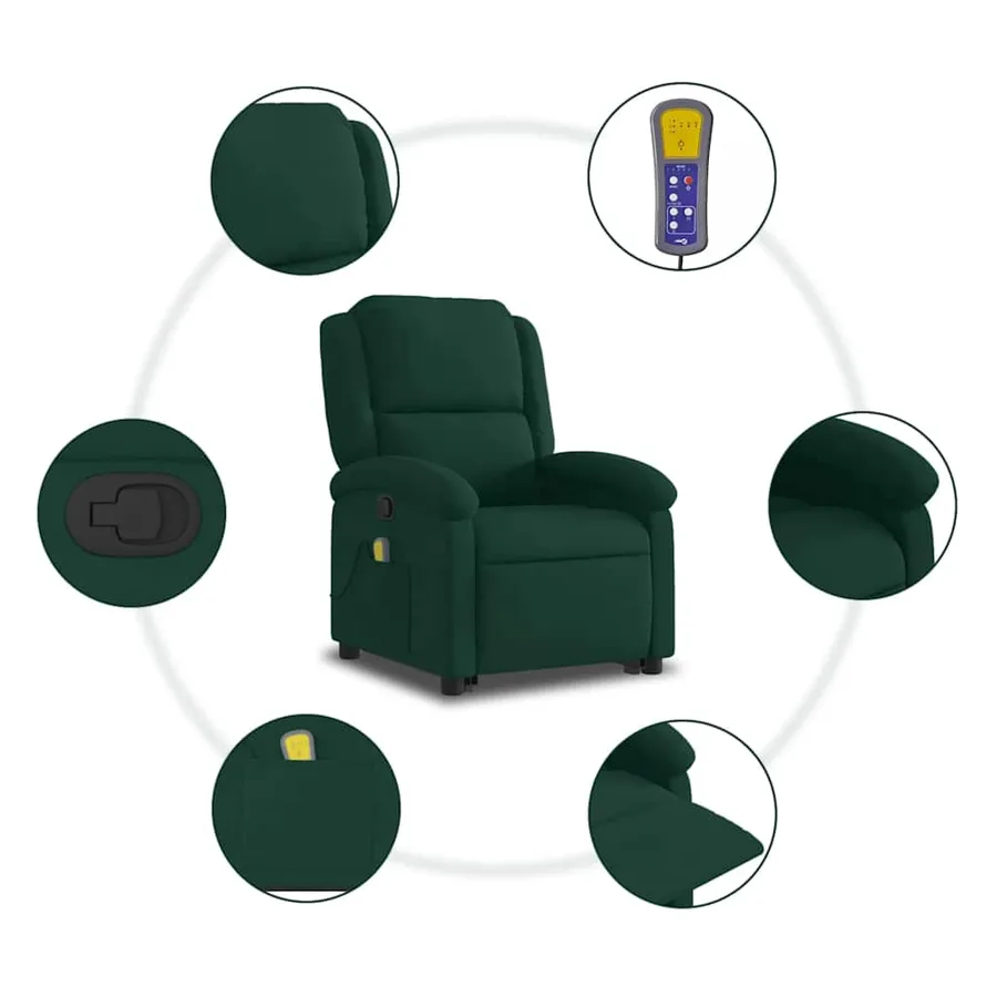 Fauteuil de massage inclinable Vert foncé Velours - 8