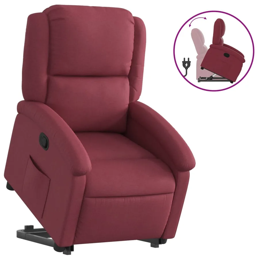 Fauteuil inclinable rouge bordeaux tissu - 2