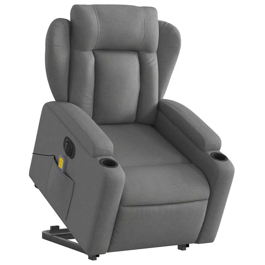 Fauteuil inclinable de massage électrique Gris foncé Tissu - 3