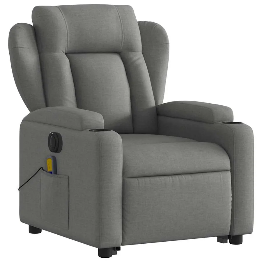 Fauteuil inclinable de massage électrique Gris foncé Tissu - 4