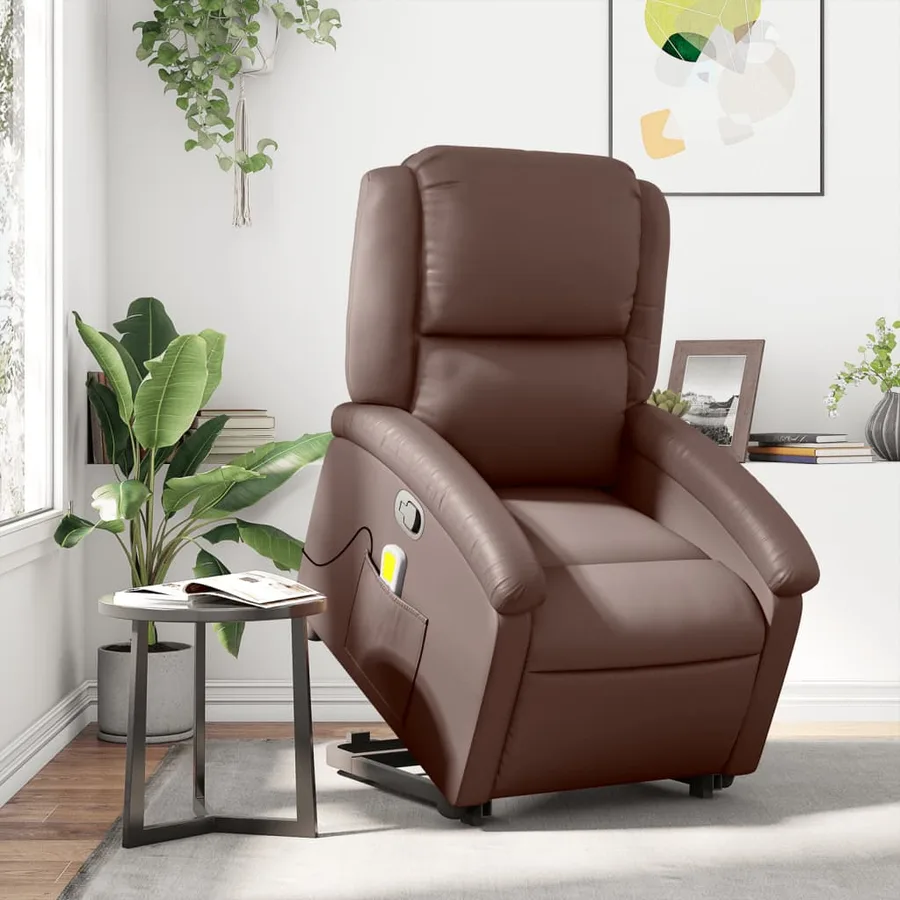 Fauteuil inclinable de massage Marron Similicuir - 15