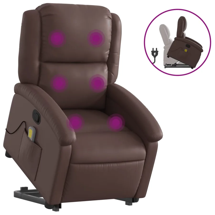 Fauteuil inclinable de massage Marron Similicuir - 2