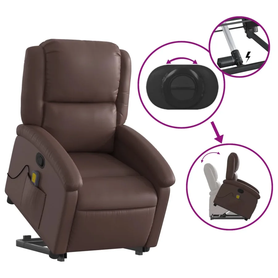 Fauteuil inclinable de massage Marron Similicuir - 6