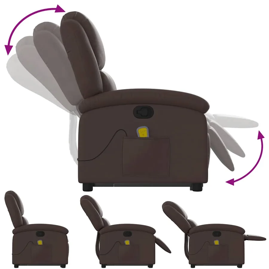 Fauteuil inclinable de massage Marron Similicuir - 7