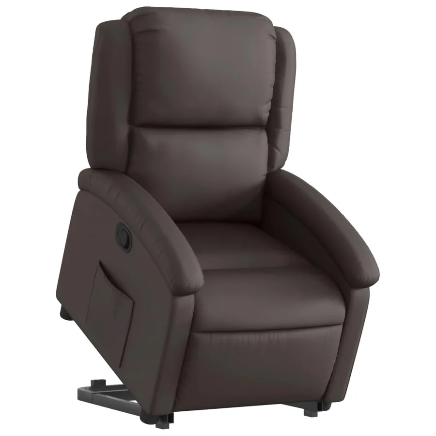 Fauteuil inclinable marron foncé cuir véritable - 3