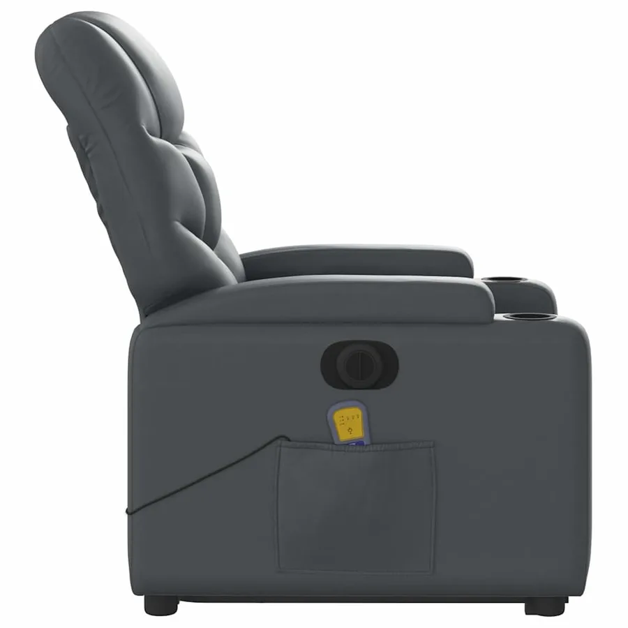 Fauteuil inclinable de massage électrique gris similicuir - 10