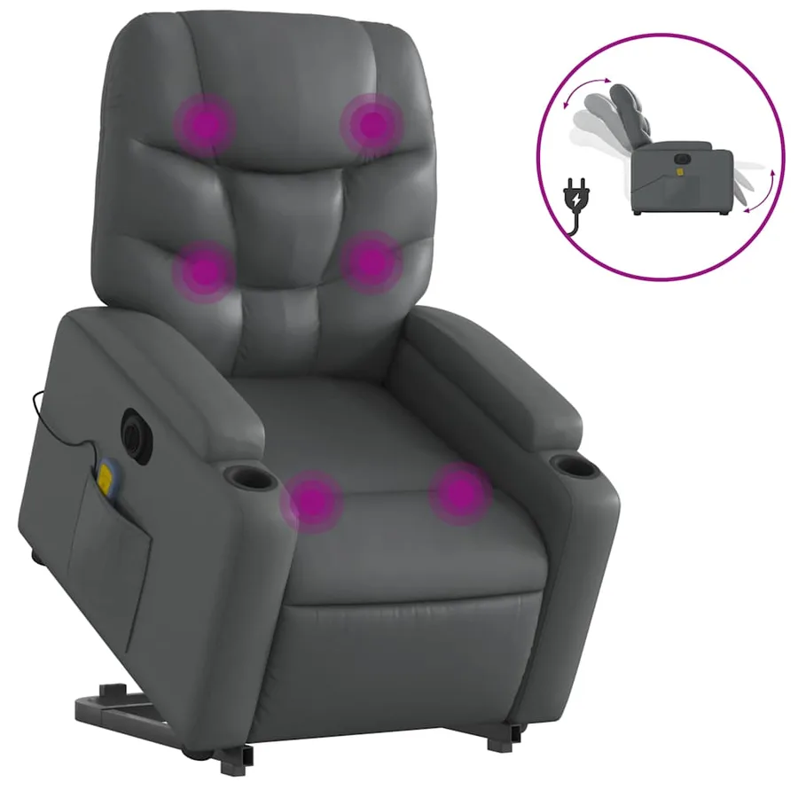 Fauteuil inclinable de massage électrique gris similicuir - 2