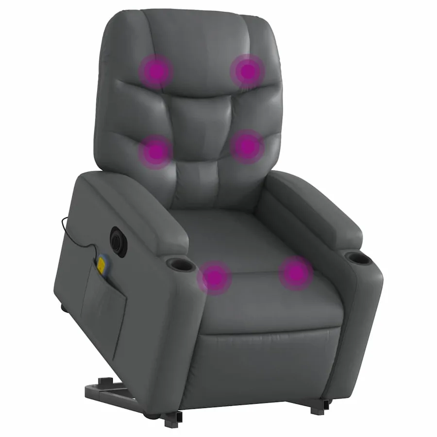 Fauteuil inclinable de massage électrique gris similicuir - 3