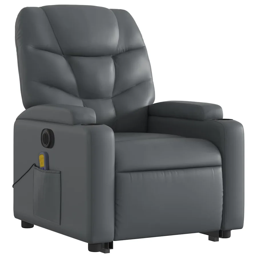 Fauteuil inclinable de massage électrique gris similicuir - 4
