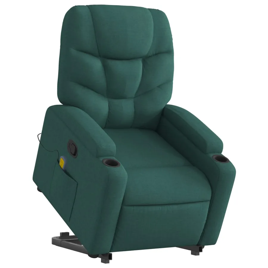 Fauteuil inclinable de massage Vert foncé Tissu - 3
