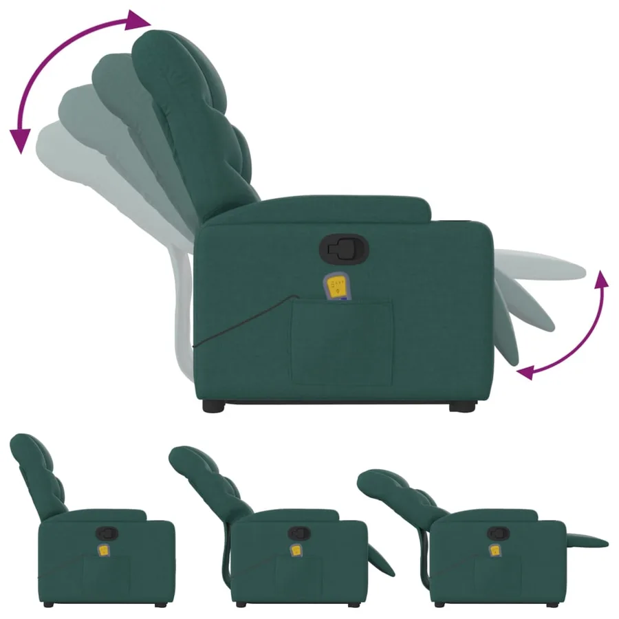 Fauteuil inclinable de massage Vert foncé Tissu - 7