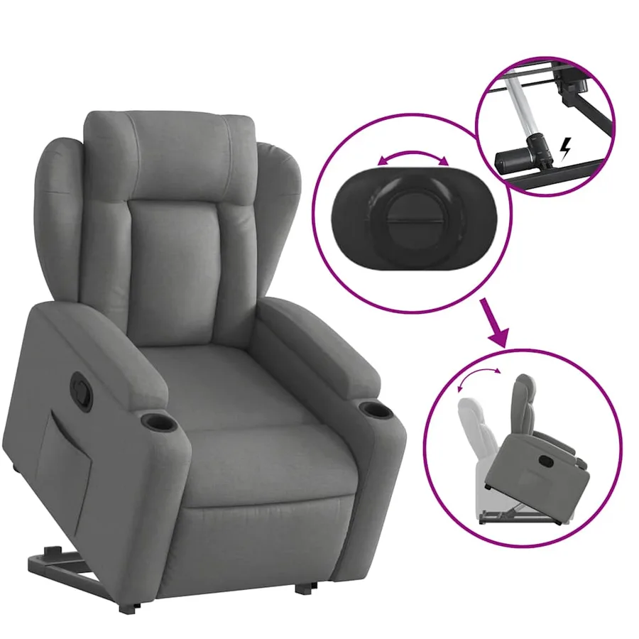 Fauteuil inclinable Gris foncé Tissu - 6