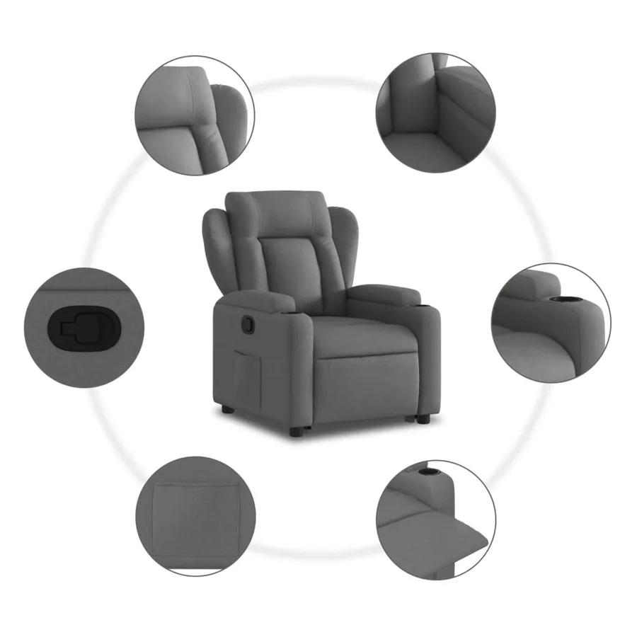 Fauteuil inclinable Gris foncé Tissu - 8