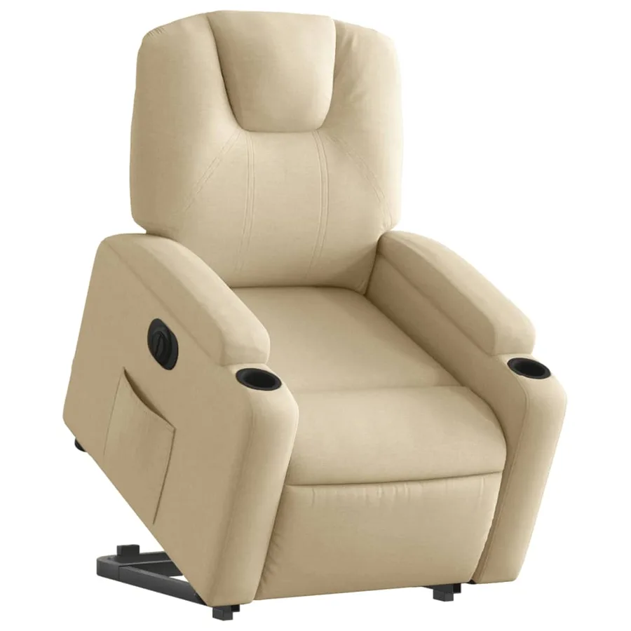 Fauteuil inclinable électrique crème tissu - 3