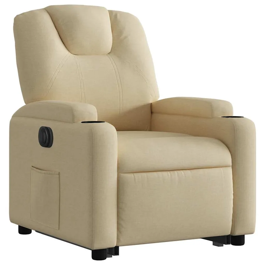 Fauteuil inclinable électrique crème tissu - 4