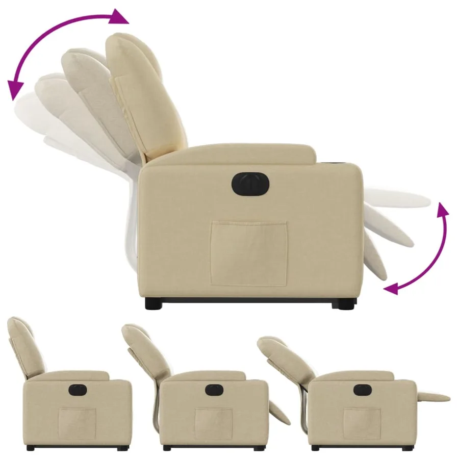 Fauteuil inclinable électrique crème tissu - 7