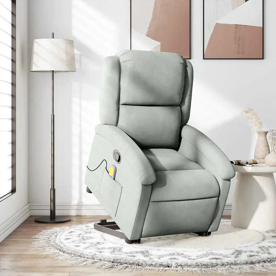 Fauteuil de massage inclinable Gris clair Velours - 16