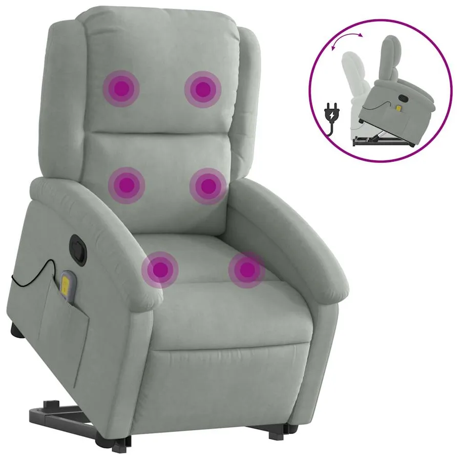Fauteuil de massage inclinable Gris clair Velours - 2