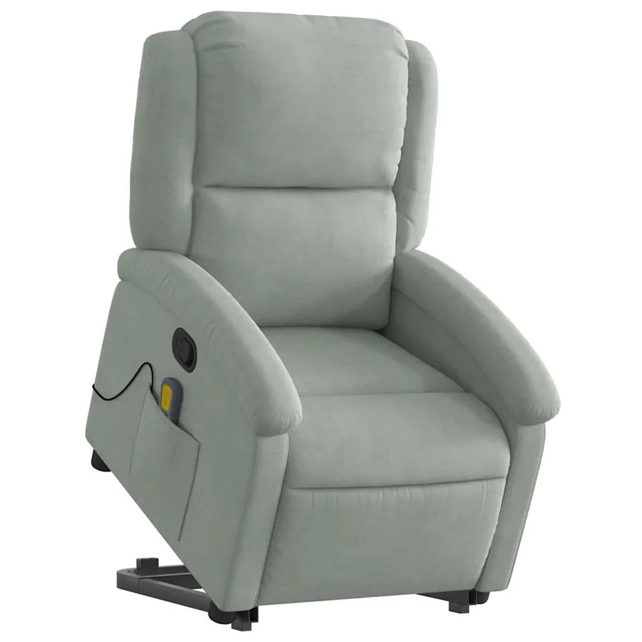 Fauteuil de massage inclinable Gris clair Velours - 3