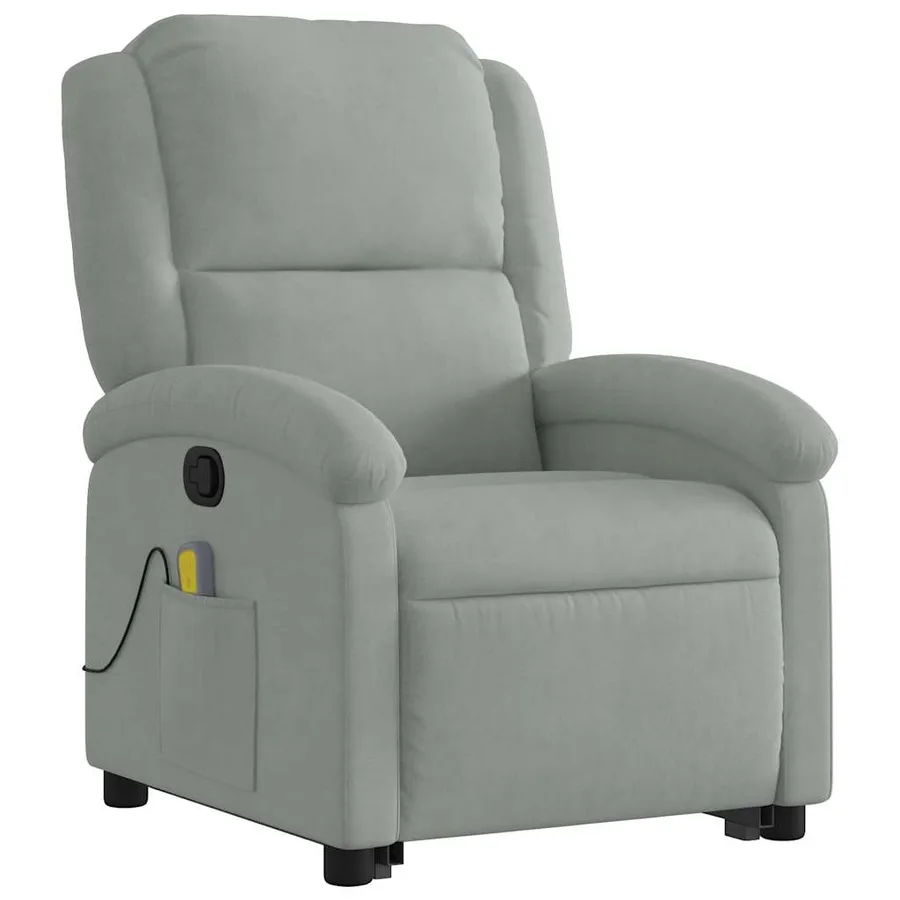 Fauteuil de massage inclinable Gris clair Velours - 4