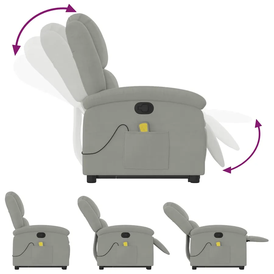 Fauteuil de massage inclinable Gris clair Velours - 7