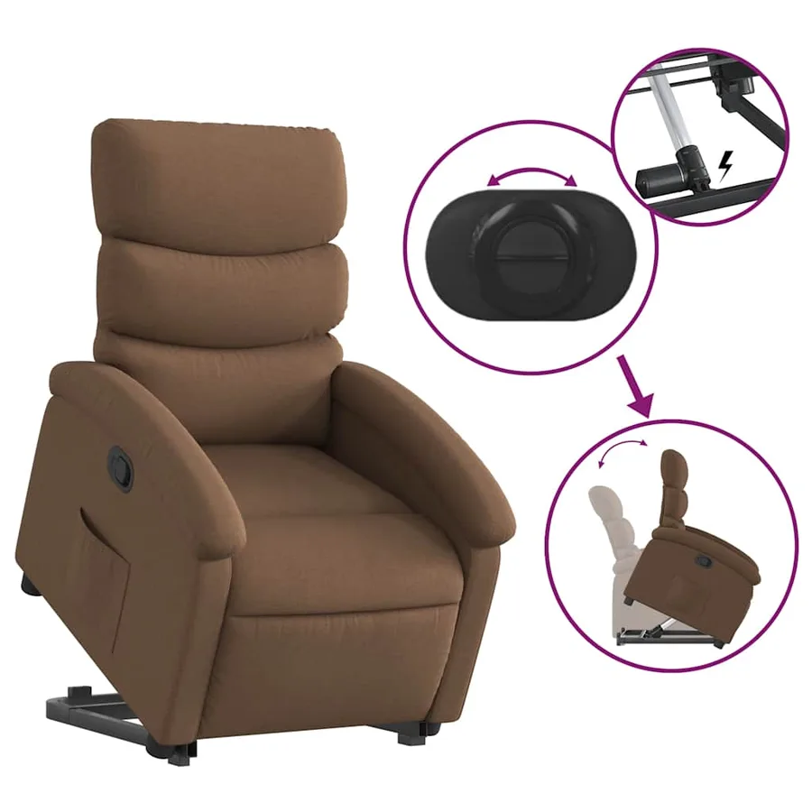 Fauteuil inclinable Marron Tissu - 6
