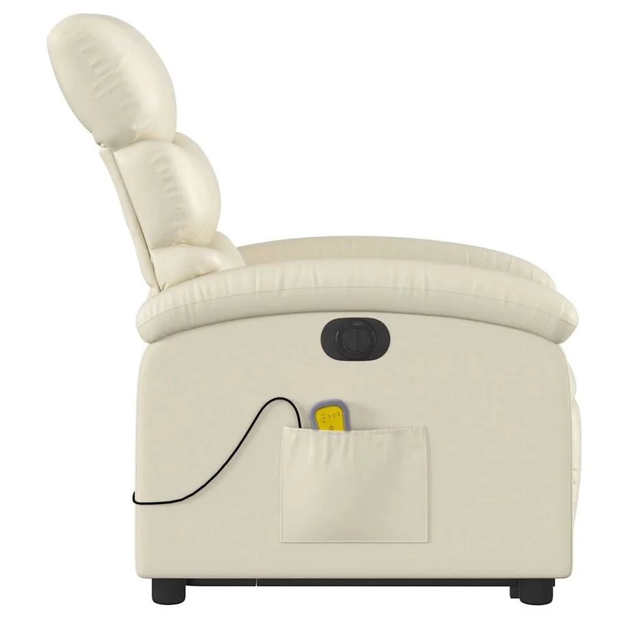 Fauteuil inclinable de massage électrique crème similicuir - 10