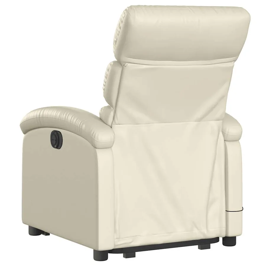 Fauteuil inclinable de massage électrique crème similicuir - 5