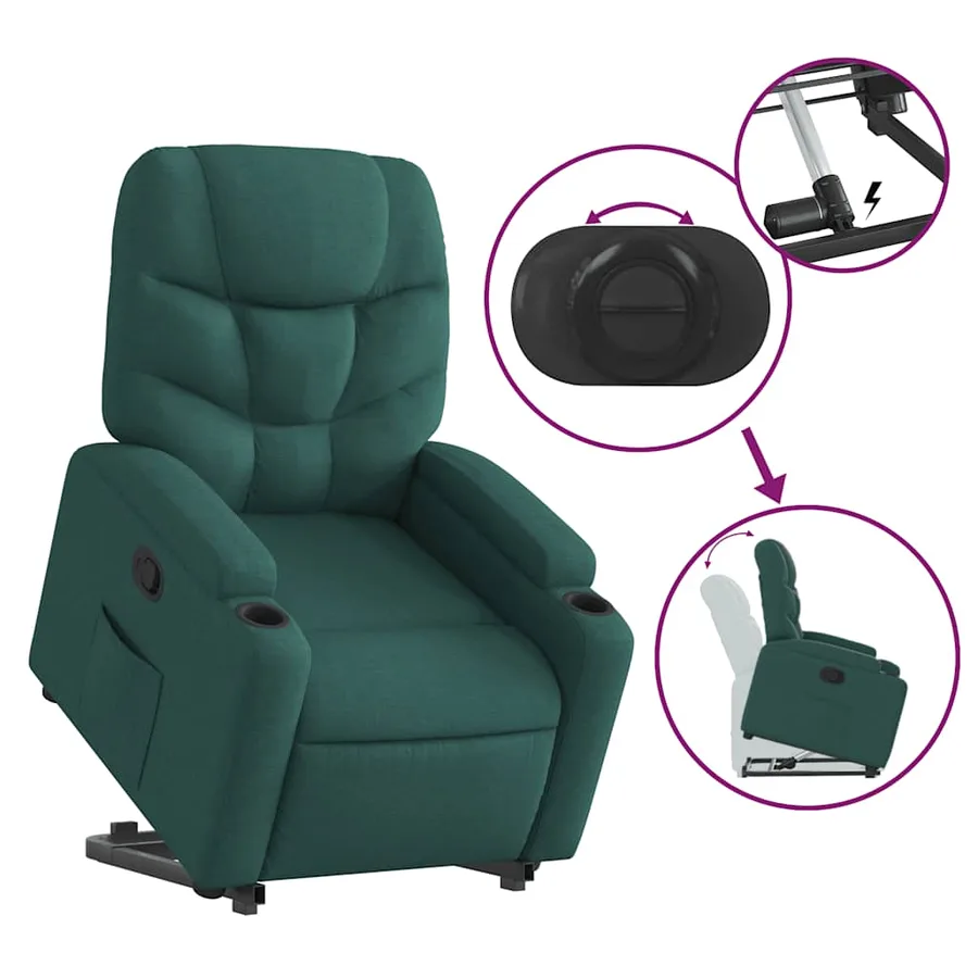 Fauteuil inclinable vert foncé tissu - 6