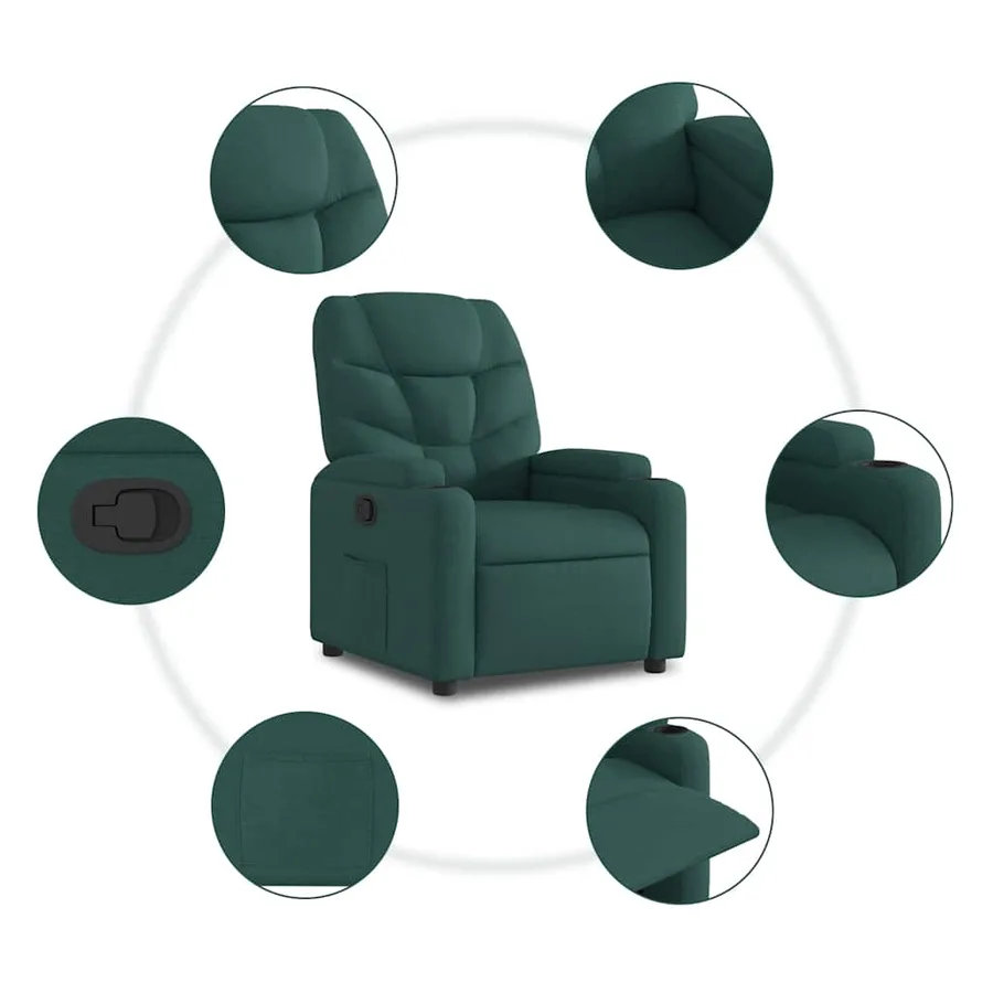 Fauteuil inclinable vert foncé tissu - 8