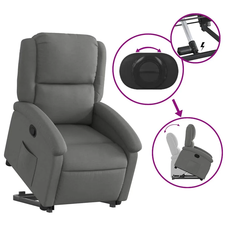 Fauteuil inclinable Gris foncé Tissu - 6