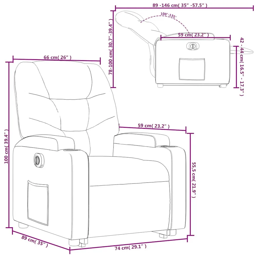 Fauteuil inclinable électrique rouge similicuir - 17