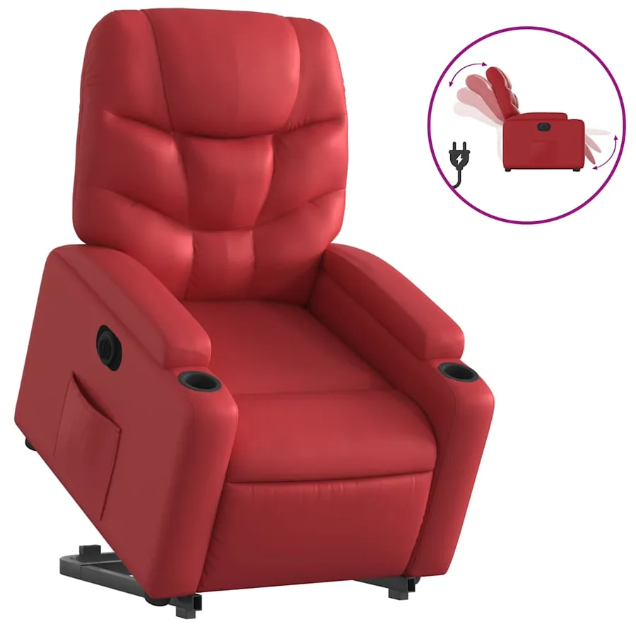 Fauteuil inclinable électrique rouge similicuir - 2