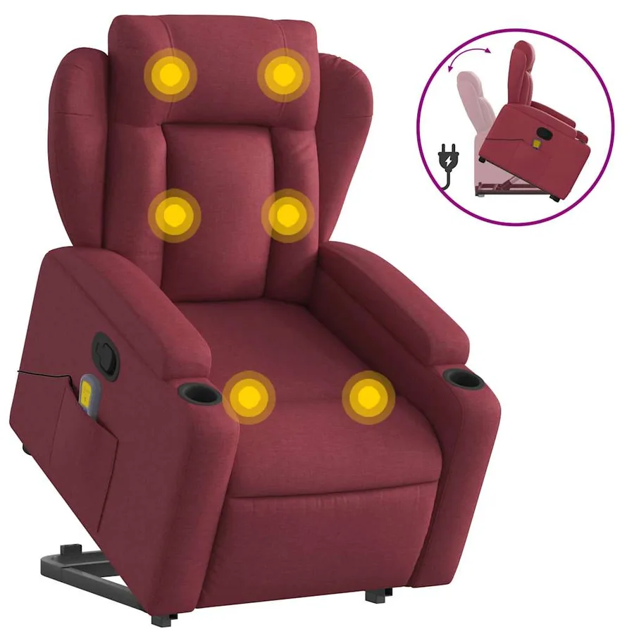 Fauteuil inclinable de massage Rouge bordeaux Tissu - 2