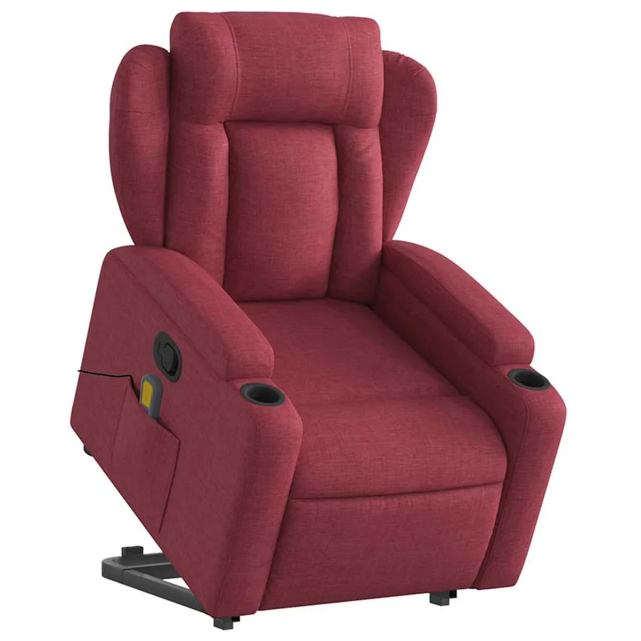 Fauteuil inclinable de massage Rouge bordeaux Tissu - 3