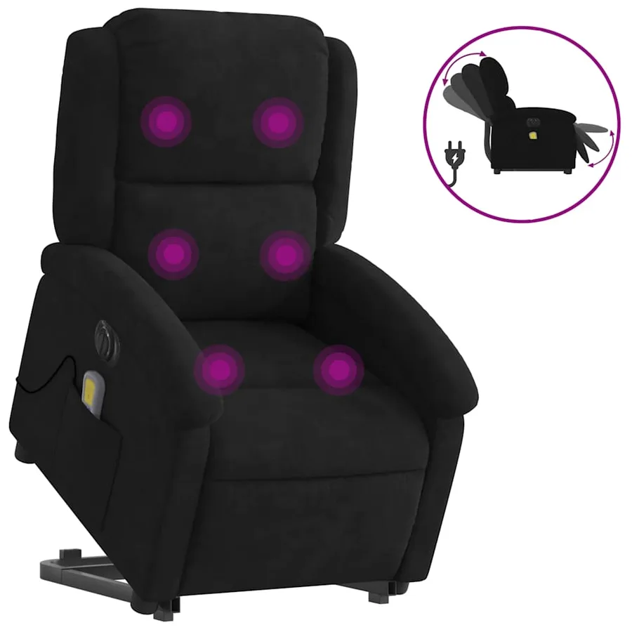 Fauteuil inclinable de massage électrique noir velours - 2