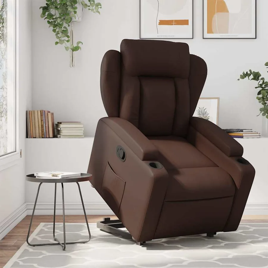 Fauteuil inclinable marron similicuir - 15