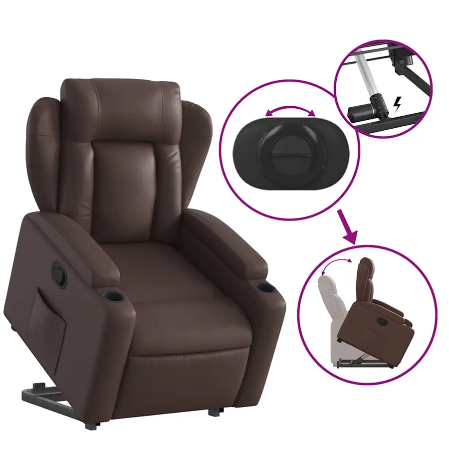 Fauteuil inclinable marron similicuir - 6