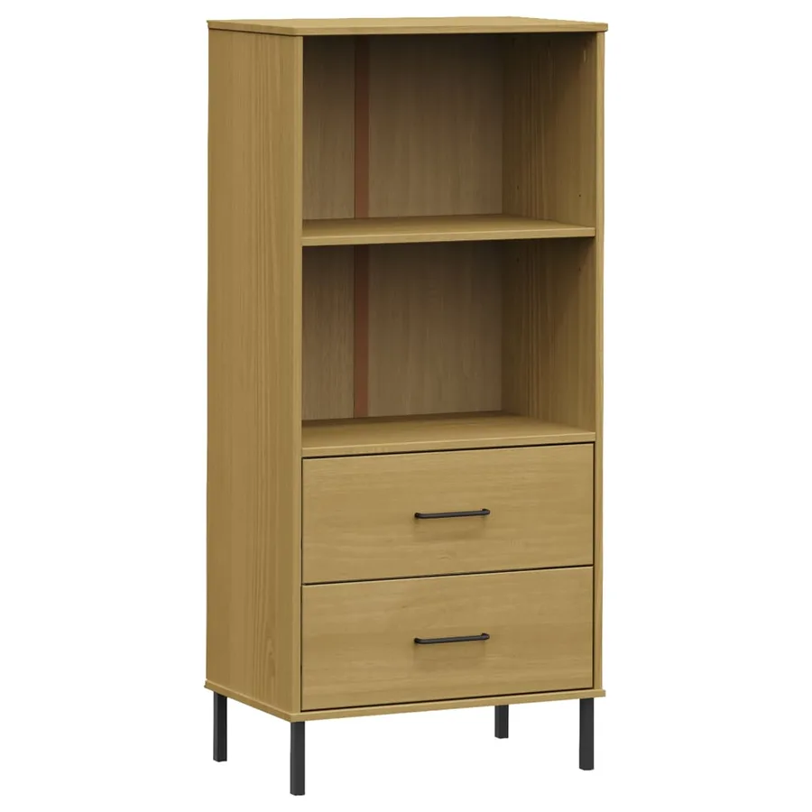 Bibliothèque à 2 tiroirs Marron 60x35x128,5 cm Bois massif OSLO - 2