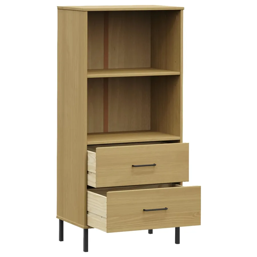 Bibliothèque à 2 tiroirs Marron 60x35x128,5 cm Bois massif OSLO - 5