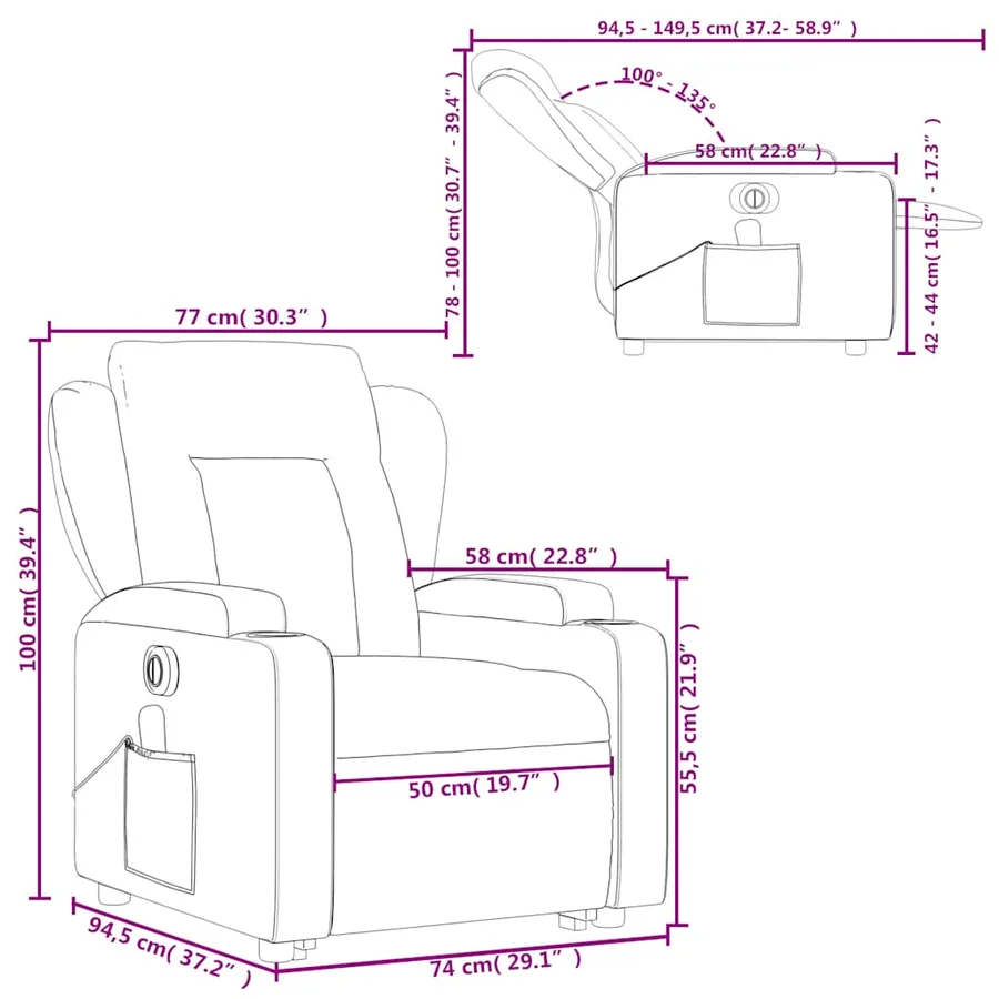 Fauteuil inclinable de massage électrique noir similicuir - 17